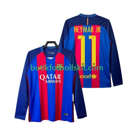 FC Barcelona Neymar JR 11 2016 2017 Retro Män Hemma Matchtröja Långärmad