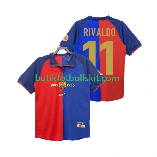 FC Barcelona RIVALDO 11 1990 2000 Retro Män Hemma Matchtröja Kortärmad