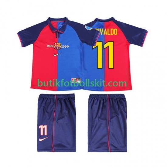FC Barcelona RIVALDO 11 2000 Retro Barn Hemma Matchtröja 1999 Kortärmad