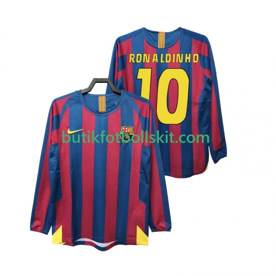 FC Barcelona RONALDINHO 10 2005 Retro Män Hemma Matchtröja 2006 Långärmad