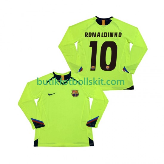 FC Barcelona RONALDINHO 10 2005 Retro Män Borta Matchtröja 2006 Långärmad