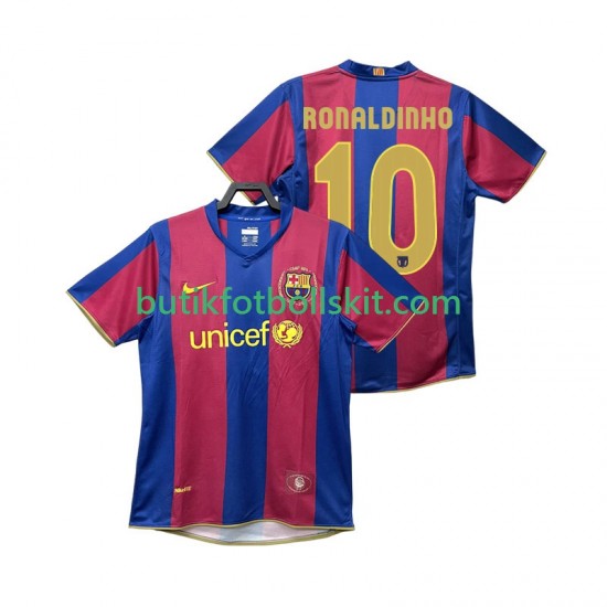 FC Barcelona RONALDINHO 10 2007 Retro Män Hemma Matchtröja 2008 Kortärmad