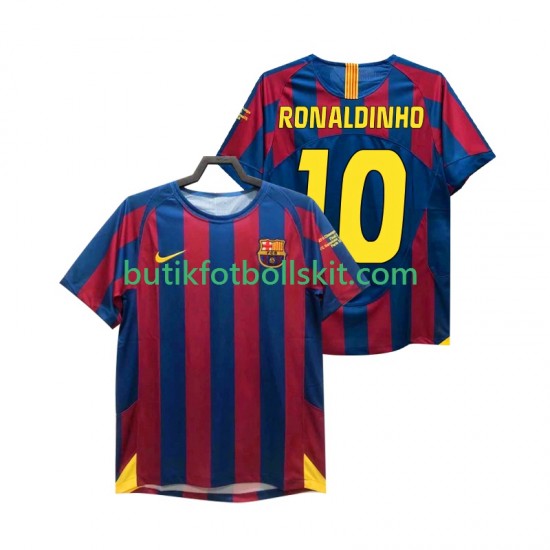 FC Barcelona RONALDINHO 10 Champions League 2005 Retro Män Hemma Matchtröja 2006 Kortärmad