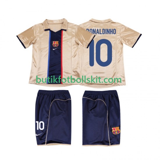 FC Barcelona RONALDINHO 10 2001 Retro Barn Borta Matchtröja 2002 Kortärmad
