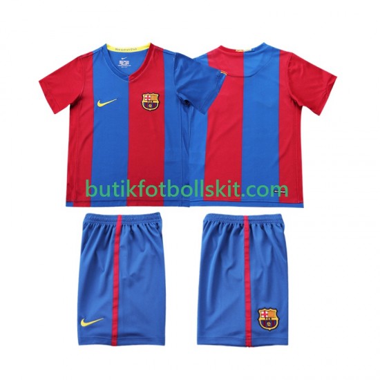 FC Barcelona 2007 Retro Barn Hemma Matchtröja 2006 Kortärmad