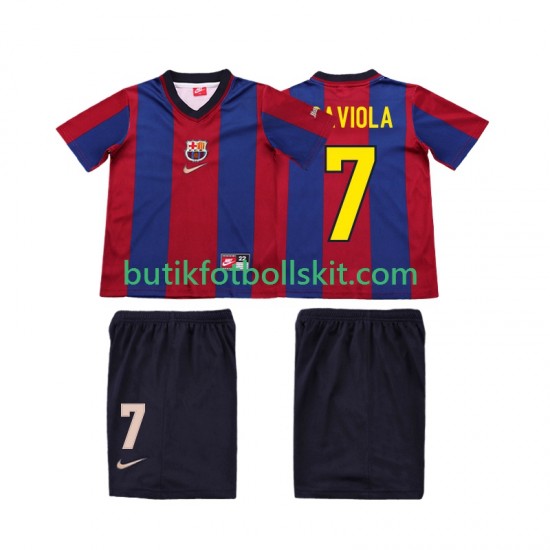 FC Barcelona SAVIOLA 7 Retro Barn Hemma Matchtröja 1999 1998 Kortärmad