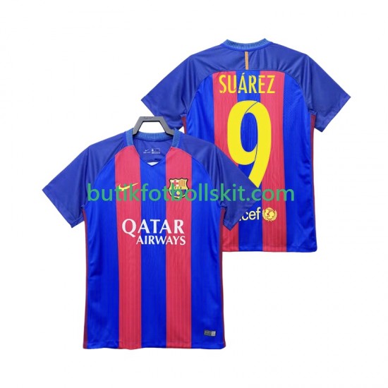 FC Barcelona Suárez 9 2016 2017 Retro Män Hemma Matchtröja Kortärmad