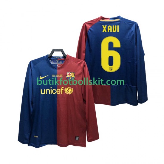 FC Barcelona XAVI 6 Champions League 2009 Retro Män Hemma Matchtröja 2008 Långärmad