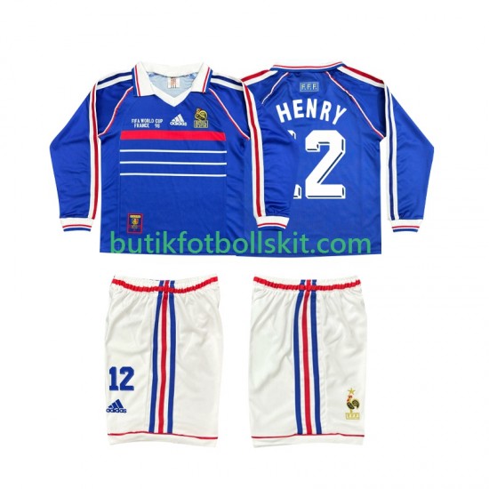Frankrike Henry 12 Retro Barn Hemma Matchtröja 1998 Långärmad