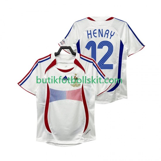 Frankrike Henry 12 Retro Män Borta Matchtröja 2006 Kortärmad