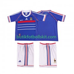 Frankrike Retro Barn Hemma Matchtröja 1998 Kortärmad
