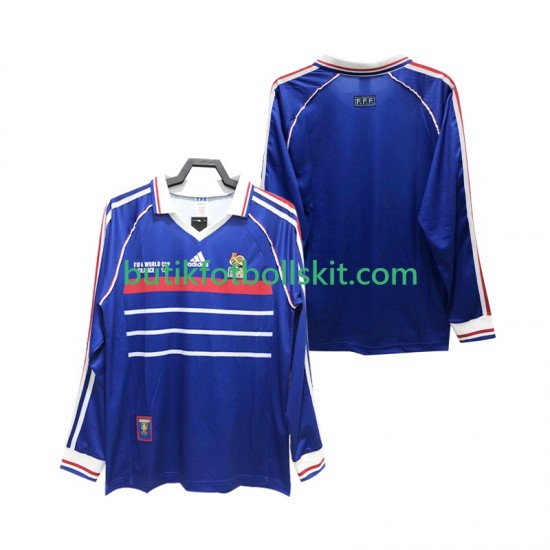Frankrike Retro Män Hemma Matchtröja 1998 Långärmad