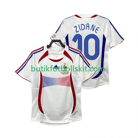 Frankrike ZIDANE 10 Retro Män Borta Matchtröja 2006 Kortärmad