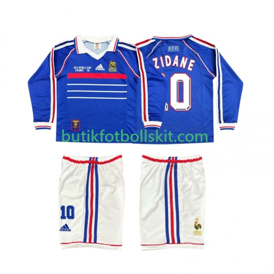 Frankrike ZINANE 10 Retro Barn Hemma Matchtröja 1998 Långärmad