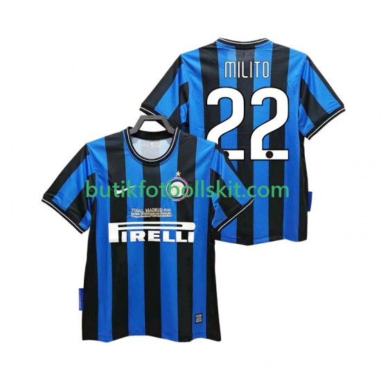 Inter Milan MILITO 22 2009 Retro Män Hemma Matchtröja 2010 Kortärmad