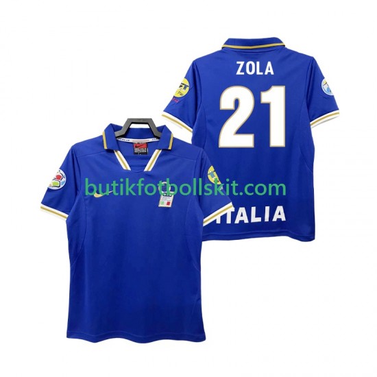 Italien ZOLA 21 1996 Retro Män Hemma Matchtröja Kortärmad