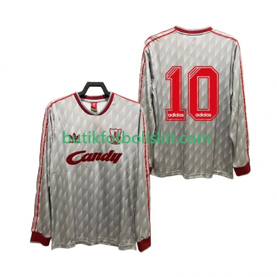 Liverpool 10 1989 1991 Retro Män Borta Matchtröja Långärmad