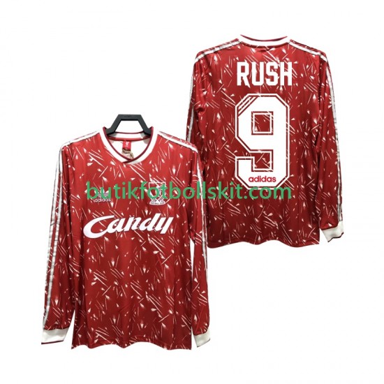 Liverpool Rush 9 1989 1991 Retro Män Hemma Matchtröja Långärmad