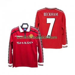 Manchester United BECKHAM 7 Retro Män Hemma Matchtröja 1999 1998 Långärmad