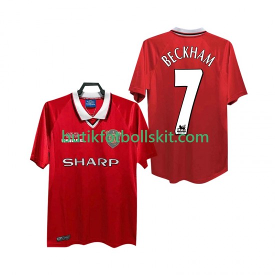 Manchester United BECKHAM 7 2000 Retro Män Hemma Matchtröja 1999 Kortärmad