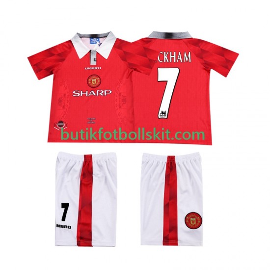 Manchester United BECKHAM 7 1996 1997 Retro Barn Hemma Matchtröja Kortärmad