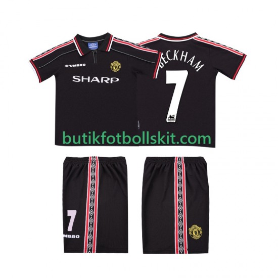 Manchester United Beckham 7 Retro Barn Borta Matchtröja 1999 1998 Kortärmad