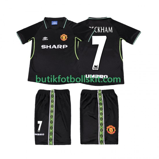 Manchester United Beckham 7 Retro Barn Tredje Matchtröja 1999 1998 Kortärmad