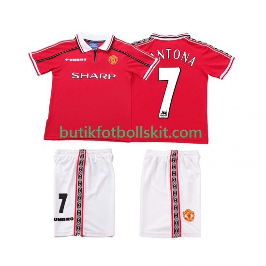 Manchester United CONTONA 7 Retro Barn Hemma Matchtröja 1999 1998 Kortärmad