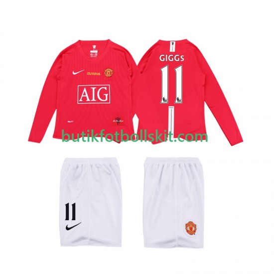 Manchester United GIGGS 11 Premier League 2009 Retro Barn Hemma Matchtröja 2008 Långärmad
