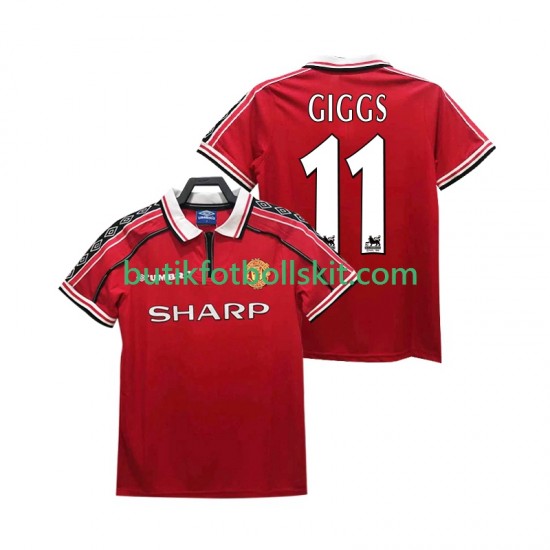 Manchester United GIGGS 11 Retro Män Hemma Matchtröja 1999 1998 Kortärmad