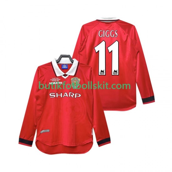 Manchester United Giggs 11 2000 Retro Män Hemma Matchtröja 1999 Långärmad