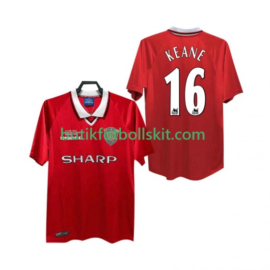 Manchester United Keane 16 2000 Retro Män Hemma Matchtröja 1999 Kortärmad