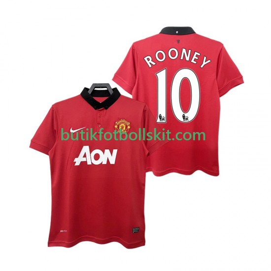 Manchester United ROONEY 10 2013 2014 Retro Män Hemma Matchtröja Kortärmad