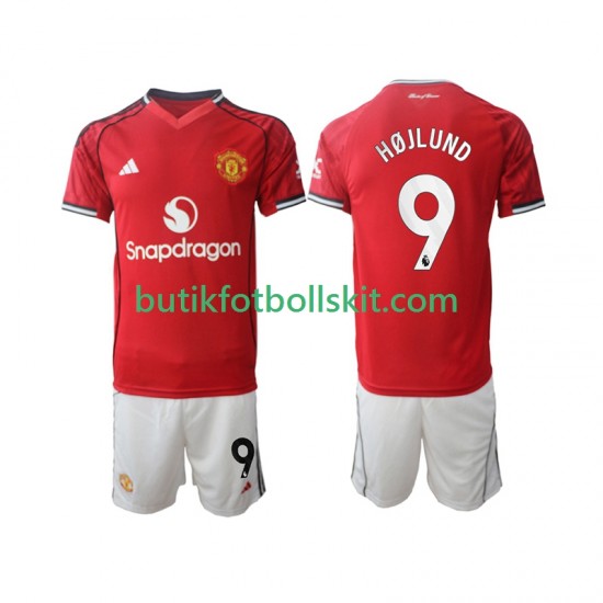 Manchester United Rasmus Hojlund 9 Barn Hemma Matchtröja 2025/26 Kortärmad