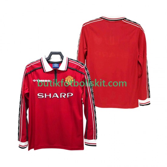 Manchester United Retro Män Hemma Matchtröja 1999 1998 Långärmad