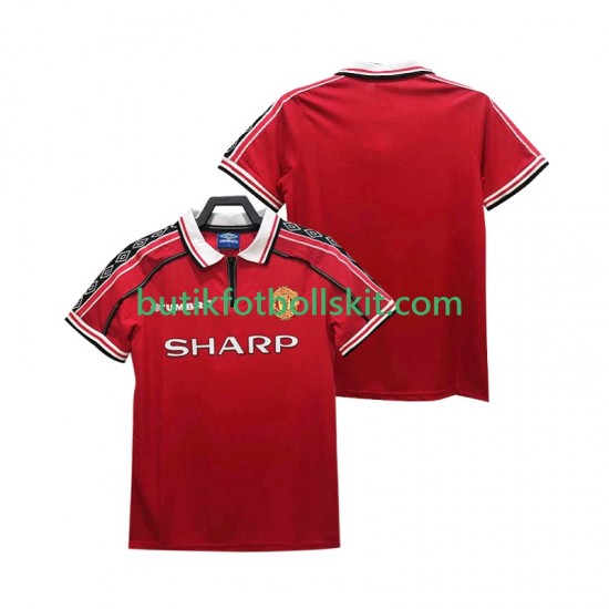 Manchester United Retro Män Hemma Matchtröja 1999 1998 Kortärmad