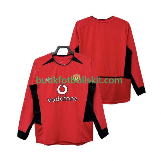 Manchester United Retro Män Hemma Matchtröja 2004 2002 Långärmad