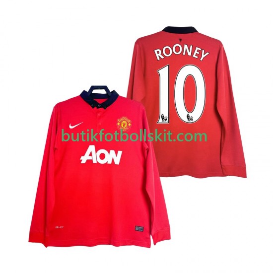 Manchester United Rooney 10 2013 2014 Retro Män Hemma Matchtröja Långärmad