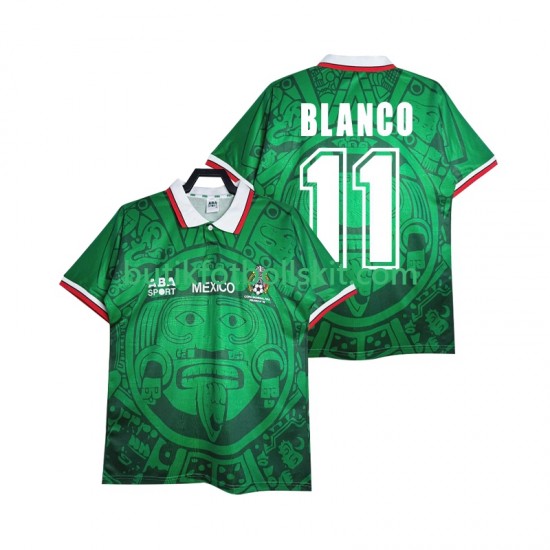 Mexiko BLANCO 11 Retro Män Hemma Matchtröja 1998 Kortärmad