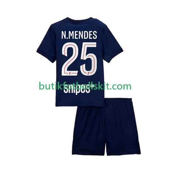 Paris Saint-Germain Nuno Mendes 25 Barn Hemma Matchtröja 2025/26 Kortärmad