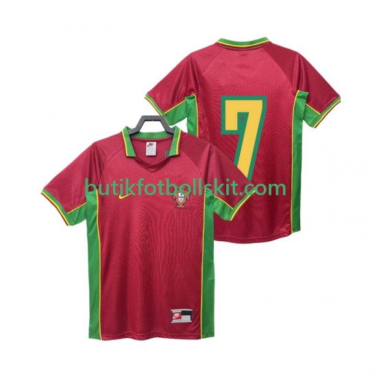 Portugal 7 Retro Män Hemma Matchtröja 1998 Kortärmad