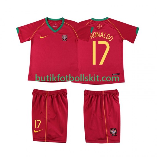Portugal Cristiano Ronaldo 17 Retro Barn Hemma Matchtröja 2006 Kortärmad