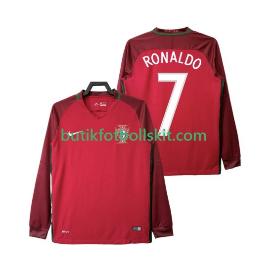 Portugal Cristiano Ronaldo 7 2016 Retro Män Hemma Matchtröja Långärmad