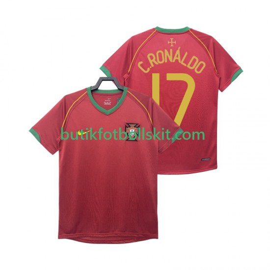 Portugal Crstiano Ronaldo 17 Retro Män Hemma Matchtröja 2006 Kortärmad