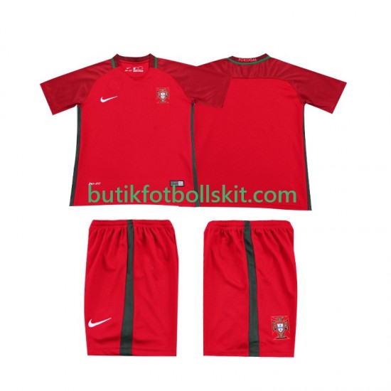 Portugal 2016 Retro Barn Hemma Matchtröja Kortärmad