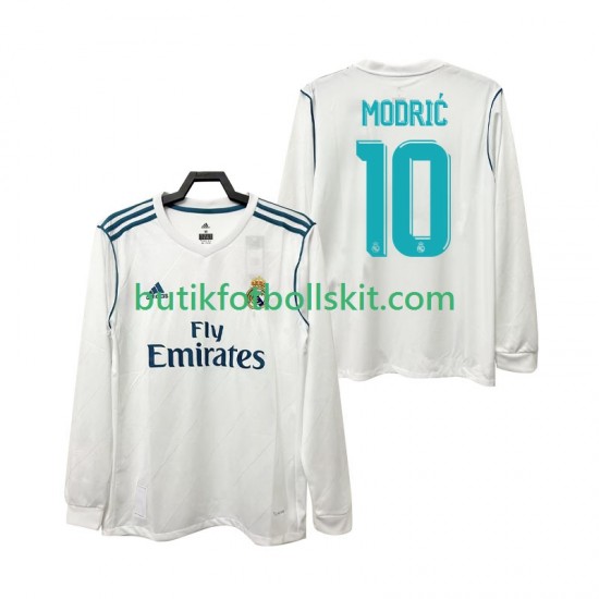 Real Madrid Modrić 10 2017 2018 Retro Män Hemma Matchtröja Långärmad