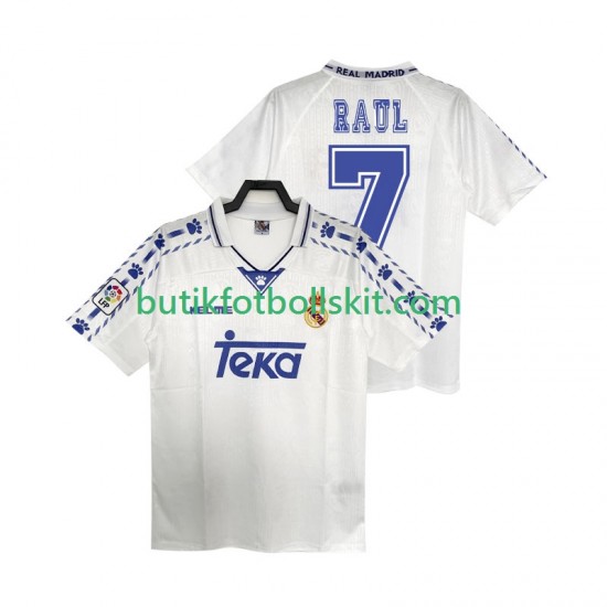 Real Madrid RAUL 7 1996 1997 Retro Män Hemma Matchtröja Kortärmad