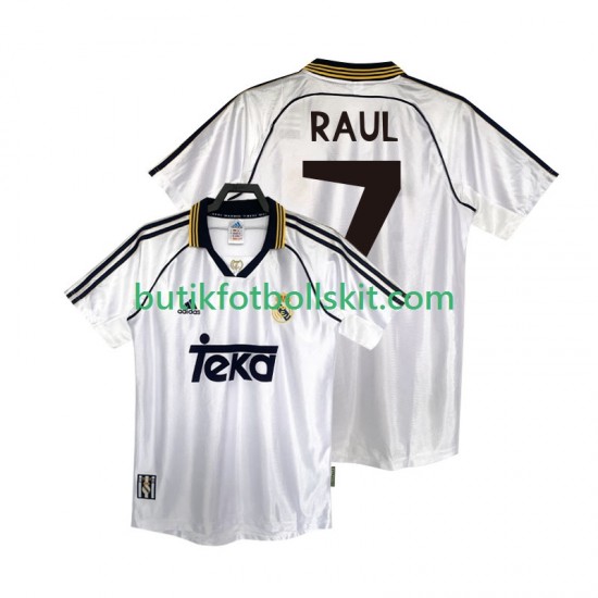 Real Madrid RAUL 7 2000 Retro Män Hemma Matchtröja 1998 Kortärmad