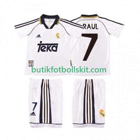 Real Madrid RAUL 7 2000 Retro Barn Hemma Matchtröja 1998 Kortärmad