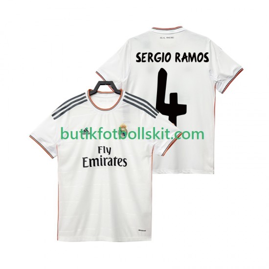Real Madrid SERGIO RAMOS 4 2013 2014 Retro Män Hemma Matchtröja Kortärmad